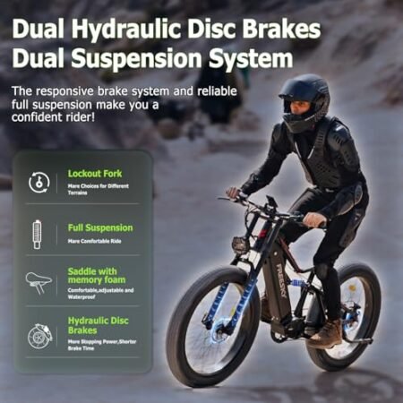 Swift Horse Pro(2024 Newest Upgraded) 1800W Electric Bike for Adults, 48V 25Ah Samsung Cells Battery Up to 35MPH &105 Miles long Range Ebike, 26″ Fat Tire Full Suspension Electric Mountain Bike