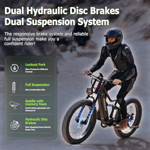 Swift Horse Pro(2024 Newest Upgraded) 1800W Electric Bike for Adults, 48V 25Ah Samsung Cells Battery Up to 35MPH &105 Miles long Range Ebike, 26″ Fat Tire Full Suspension Electric Mountain Bike