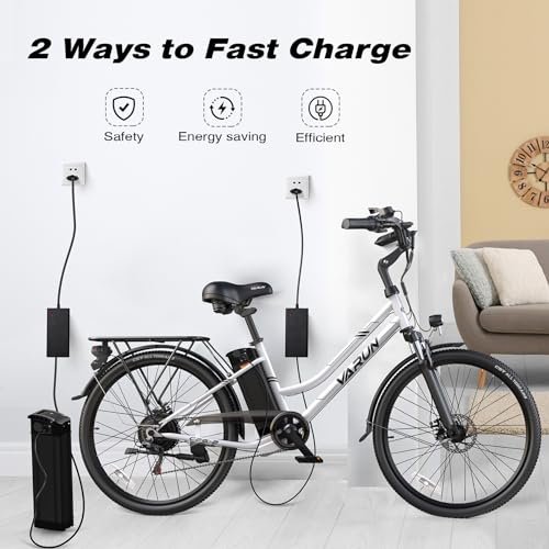 VARUN Electric Bike for Adults – 500W Electric Bicycle Up to 40 Miles, Removable Battery, 7-Speed, and Shock Absorber, Stylish 26″ Ebike Suitable for Commuting - Image 6