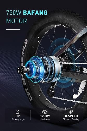 T7 Electric Bike for Adults Fat Tire Ebike 750W BAFANG Motor 20AH Removable Sam-Sung Battery 26 Inch Mountain 28MPH Electric Bicycle Full Suspension Shimano 8 Speed - Image 6