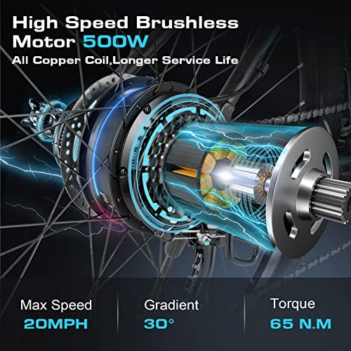 Vivi Electric Bike, 27.5″ Electric Bike for Adults 500W(Peak 750W) Ebike 21.7MPH Electric Mountain Bike with 48V 499.2WH Battery, Up to 50 Miles, Cruise Control, 21 Speed Adult Electric Bicycles - Image 3