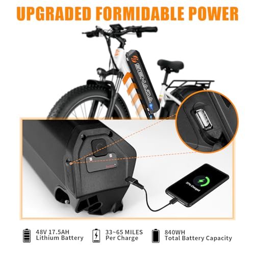 SENADA Electric Bike for Adults, LCD Display Electric Bicycle, 840Wh Mountain Ebike with USB Interface Removable Battery, 1000W Peak Motor, Max Speed 30MPH 65Miles, 26″ x 4″ Fat Tire & 7 Speed