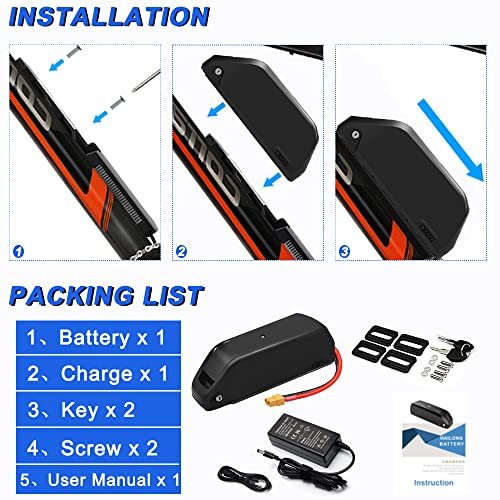 Jumbo Shark EBike Battery, 48V 31Ah Electric Bicycle Li-ion Battery for 0-1500W Motor Conversion Kit with 35A BMS XT60 Plug 3A Charger