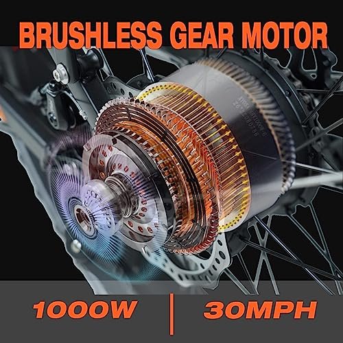 SENADA Electric Bike for Adults, 26″x 4″ Fat Tire Ebikes, 1000W Motor Electric Mountain Bicycle Max Speed 30MPH 62 Miles, 48V 17.5Ah Removable Battery & 21-Speed