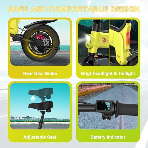 SISIGAD Electric Bike for Adults Teens, 300W Powerful Motor,12 Inch Tires and 15MPH Electric Bicycle, 15 Miles Long Range Mini E Bike with Disc Brakes - Image 3