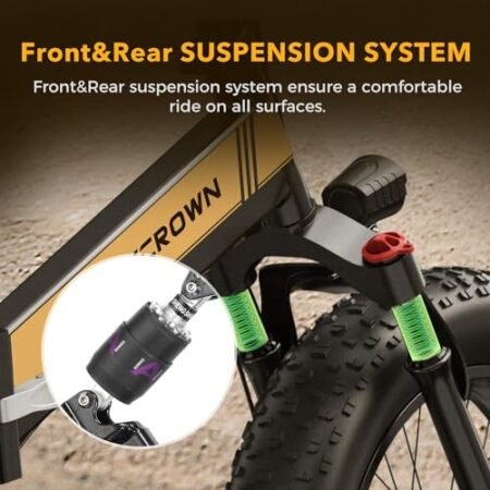 Knight Electric Bike for Adults 1200W Peak Motor Up to 20 MPH 60 Miles,600wh Removable Battery,Folding 20″ x 4.0″ Fat Tire Electric Bicycle Dual Shock Absorber Ebikes for Adults