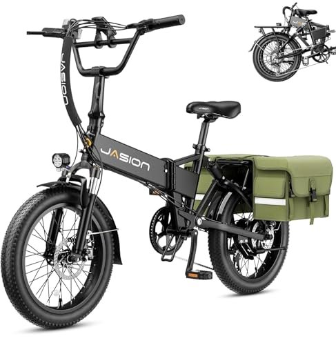 Jasion EB7 2.0 Electric Bike for Adults, 1200W Peak Motor 28MPH Max Speed Folding Ebike, 48V 10AH Removable Battery, 20″ Fat Tire with Dual Suspension, 7-Speed Electric Bicycles, with Green Saddlebag - Image 5