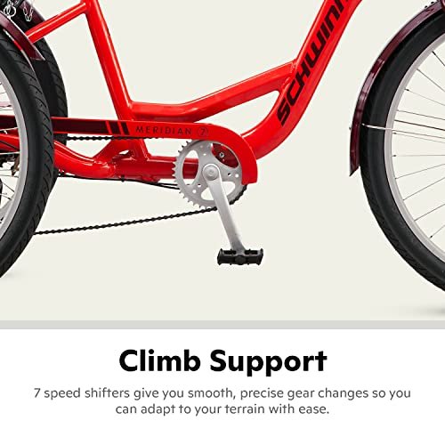 Schwinn Meridian Adult Tricycle Bike, Three Wheel Beach Cruiser, 24 & 26-Inch Wheels, Low Step-Through Aluminum Frame, Adjustable Handlebars, Large Cruiser Seat, Rear Folding Basket