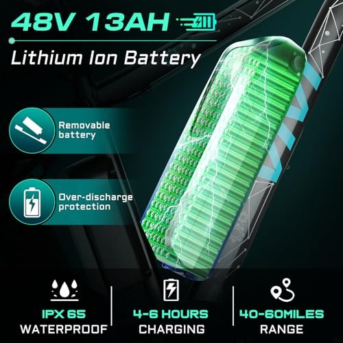 Vivi F26FUL Electric Bike Peak 1000W 26″ x 4.0 Fat Tire Electric Bike with 48V 13Ah Removable Battery, 7Speed, Top 26Mph, Cruise Control, Up to 60 Miles for Commuting, Beach,Snow, UL2849 Certification - Image 5