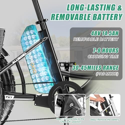 LILYPELLE Electric Tricycle for Adults, 20″ x 4″ Fat Tire Electric Trike, 48V 500W Motorized Electric Bicycle Bikes, 7 Speed 3 Wheels Ebike with Removable Battery, Aluminum Frame & Large Basket