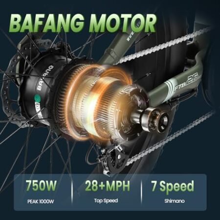 VELOWAVE Grace 2.0 48V 20AH Electric Bike for Adults 750W Bafang Motor Ebike with Fender Shimano 7-Speed 26″ x 4.0 Fat Tire Step-Thru Electric Bicycle