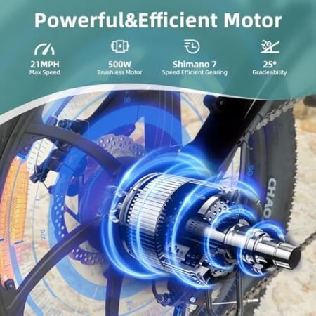 NR-7 20″ Folding Electric Bike for Adults | Lightweight Foldable Electric Bicycle – Weighs Only 45lbs | 500W Brushless Motor | 40+ Mile Range | 21mph Speed – Class 2 Fat TIre Ebike