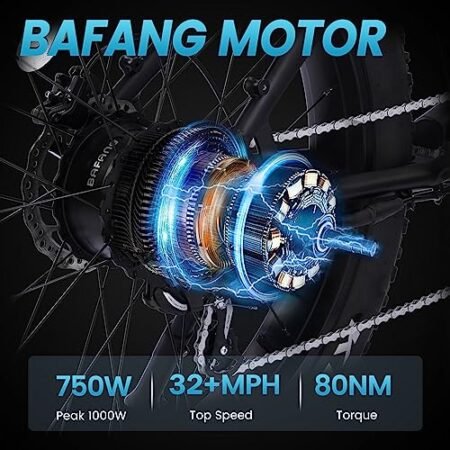 VELOWAVE Electric Bike for Adults 750W BAFANG Motor 28MPH Mountain Ebike 48V 15Ah Removable LG Cells Battery 26” Fat Tire E Bike Shimano 7-Speed