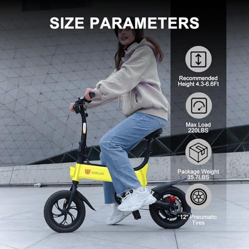 SISIGAD Electric Bike for Adults Teens, 300W Powerful Motor,12 Inch Tires and 15MPH Electric Bicycle, 15 Miles Long Range Mini E Bike with Disc Brakes - Image 7