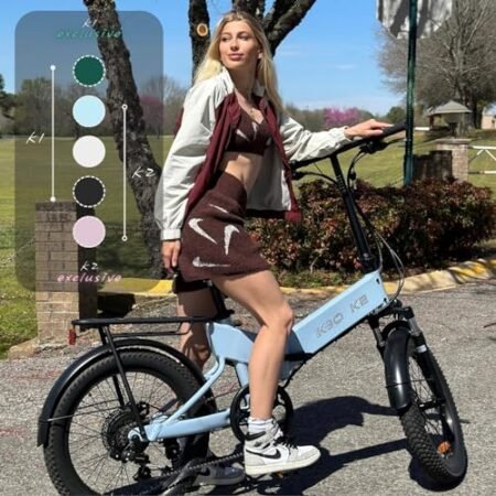 KBO K Series K1 K2 Folding Electric Bike 500W, 5 Colors K Series E Bike, Up to 45 Miles Range Electric Bike for Adults, 48V 10.4AH, 20Mph, 280lbs Payload, UL2849 Certificated Foldable Ebike