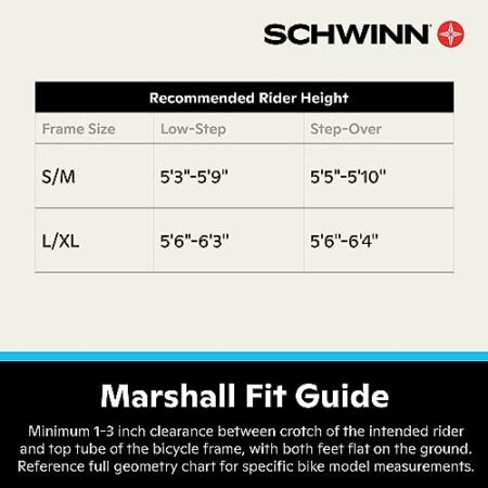 Schwinn Marshall Electric Hybrid Bike for Adults, Step-Though and Step-Over Aluminum Frame, 250W Motor, Removable Battery, 7-Speed, 27.5-Inch Wheels, Head and Tail Lights