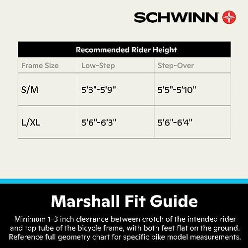 Schwinn Marshall Electric Hybrid Bike for Adults, Step-Though and Step-Over Aluminum Frame, 250W Motor, Removable Battery, 7-Speed, 27.5-Inch Wheels, Head and Tail Lights