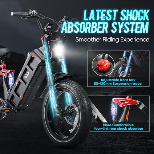 Juliet II Electric Bike for Adults Peak 1700W/52V/60Ah 34MPH 100+Miles Long Range Ebike Full Suspension Electric Mountain Bicycle with Dual Hydraulic Brake APP Control