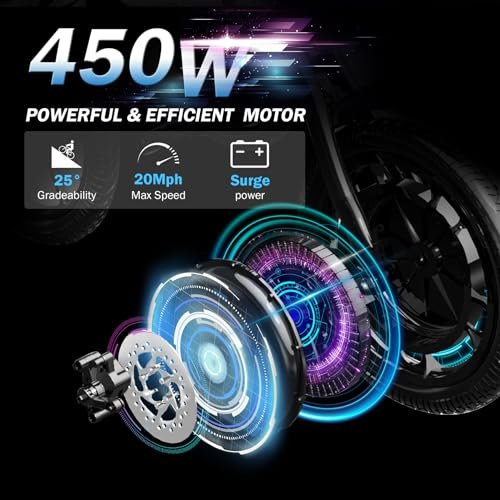 TESORO Folding Electric Bikes for Teens – 16″ Electric Mini Bike, 20MPH Ebike with 450W Motor, 36V Lithium-ion Battery,LCD Display,Dual Suspension,Foldable Electric Bicycle for Adults 13+, UL 2849 - Image 6