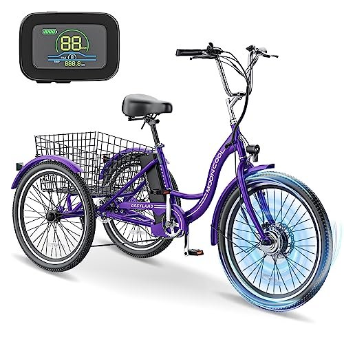 NAIZEA Electric Tricycle Adult Electric Bicycles, 350W 36V Electric Trike, 24″ 26″ 3 Wheel Electric Bike Ebike E Bicycle with Removable Battery, Motorized Trike with Basket for Women Men - Image 6