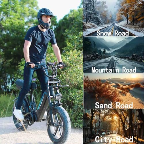 OUXI Electric Bike for Adults, Q8 Electric Bike with 750W Motor 48V 20Ah Removable Battery, 20”x 4.0 Fat Tire Electric Bike, 31MPH Commuter E Bike, Hydraulic Brake, 7 Speed, Electric Mountain Bike - Image 6