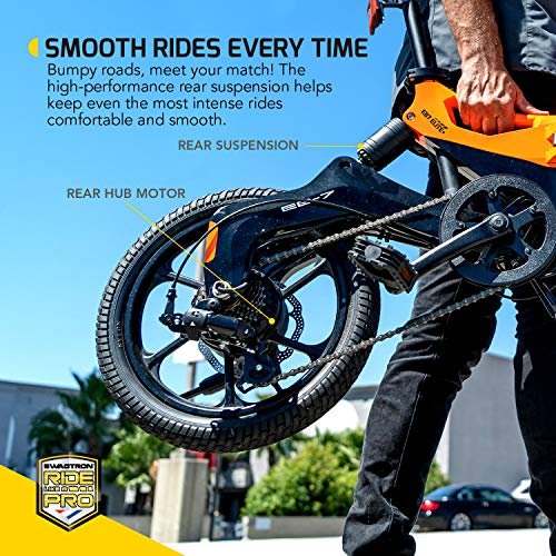 Swagtron Swagcycle EB-7 Elite Plus Folding Electric Bike with Removable Battery, Orange/Black, 16″ Wheels, 7-Speed - Image 5