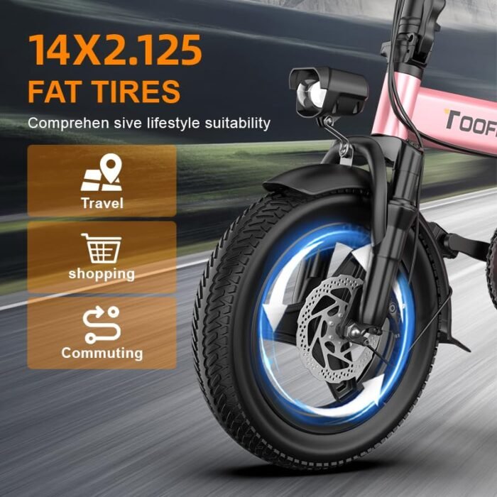Toofly Foldable Electric Bike for Adult, 20MPH Speed & 20Miles Long Ranges, 500W Motor & 48V 15Ah Removable Battery, 14″ Tires Folding E Bike Adults Electric Bicycle for Commuter Travel